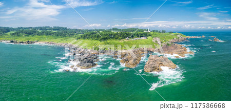 空撮「青森県」種差海岸・中須賀海岸付近をドローンで空撮 八戸市 空撮「青森県」種差海岸・中須賀海岸付近をドローンで空撮 八戸市 117586668