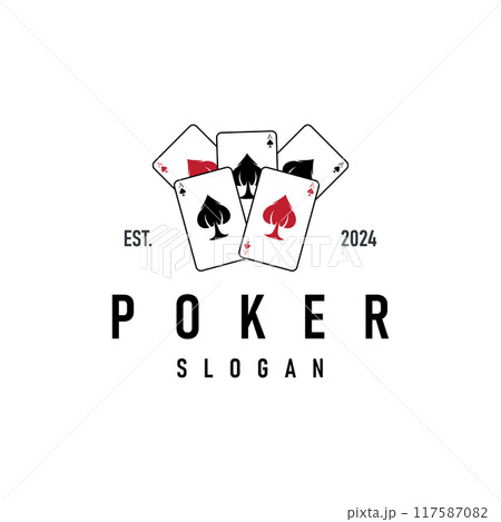 Poker Card Logo Classic Vector Gambling Game Design Simple Symbol Template 117587082