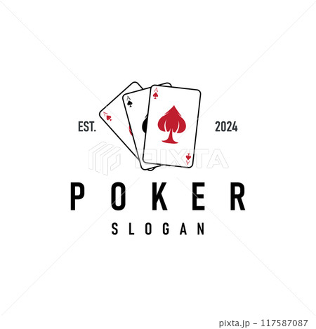 Poker Card Logo Classic Vector Gambling Game Design Simple Symbol Template 117587087