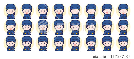 女性消防団員の表情セット 117587105
