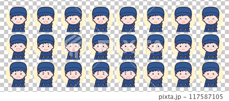 女性消防団員の表情セット 117587105