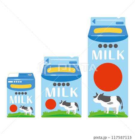 紙パック入りの牛乳セット 117587113