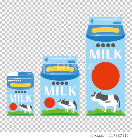紙パック入りの牛乳セット 117587113