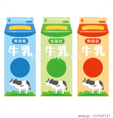 紙パック入りの牛乳各種セット 117587117