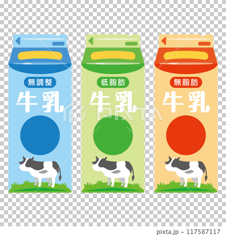 紙パック入りの牛乳各種セット 117587117