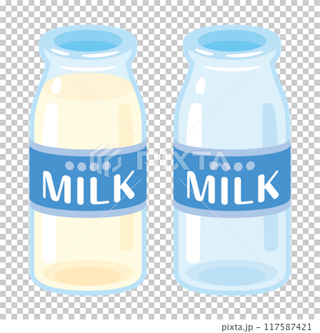 Empty milk bottle set 117587421
