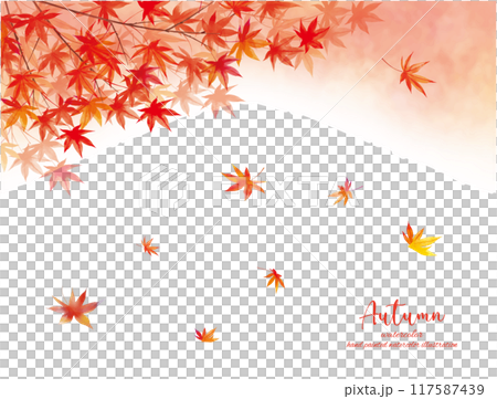 水彩タッチの燃える紅葉のシルエットのベクターフレーム 水彩タッチの燃える紅葉のシルエットのベクターフレーム 117587439