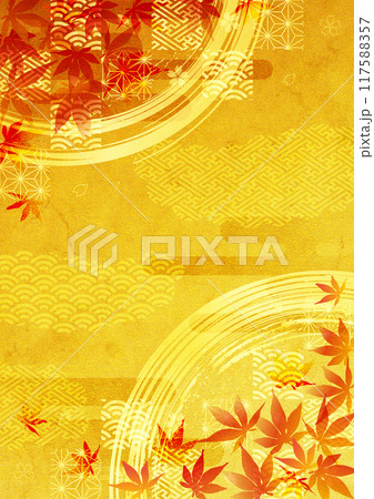 紅葉と金箔背景 紅葉と金箔背景 117588357