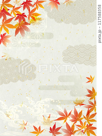 紅葉と和紙背景 紅葉と和紙背景 117588358