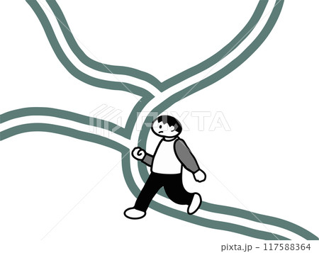 分かれ道にさしかかった男性 117588364
