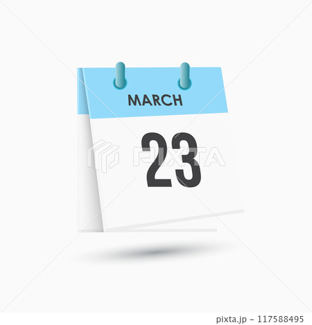 March 23 - calendar and Time planner. Daily Calendar Icon reminder. Vector Illustration. 117588495