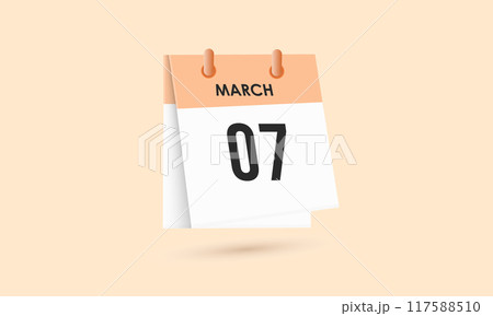 March 7 - calendar and Time planner. Daily Calendar Icon reminder. Vector Illustration. March 7 - calendar and Time planner. Daily Calendar Icon reminder. Vector Illustration. 117588510