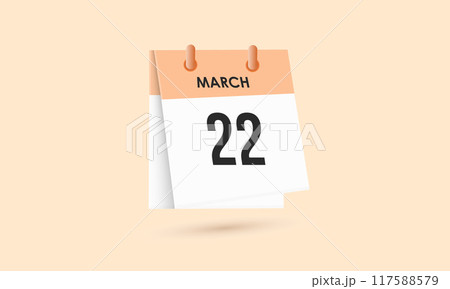 March 22 - calendar and Time planner. Daily Calendar Icon reminder. Vector Illustration. 117588579