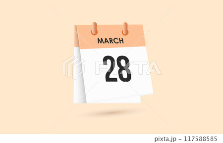 March 28 - calendar and Time planner. Daily Calendar Icon reminder. Vector Illustration. March 28 - calendar and Time planner. Daily Calendar Icon reminder. Vector Illustration. 117588585