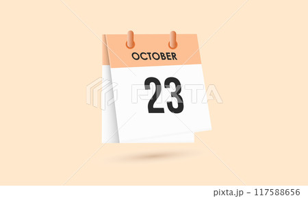 October 23 - calendar and Time planner. Daily Calendar Icon reminder. Vector Illustration. 117588656