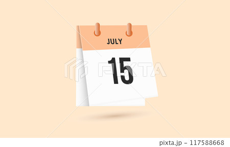 July 15 - calendar and Time planner. Daily Calendar Icon reminder. Vector Illustration. 117588668