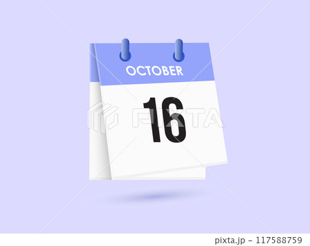October 16 - calendar and Time planner. Daily Calendar Icon reminder. Vector Illustration. 117588759