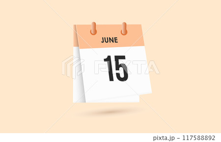 June 15 - calendar and Time planner. Daily Calendar Icon reminder. Vector Illustration. June 15 - calendar and Time planner. Daily Calendar Icon reminder. Vector Illustration. 117588892