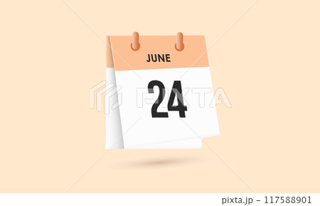 June 24 - calendar and Time planner. Daily Calendar Icon reminder. Vector Illustration. 117588901