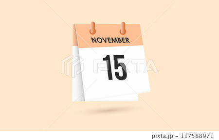 November 15 - calendar and Time planner. Daily Calendar Icon reminder. Vector Illustration. 117588971