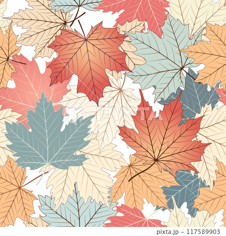 Maple leaf color seamless pattern background Maple leaf color seamless pattern background 117589903