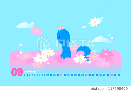 2025 Year Snake Character Calendar Illustration 117590490