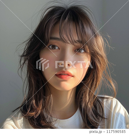 ロングヘアの女性のポートレート ロングヘアの女性のポートレート 117590585