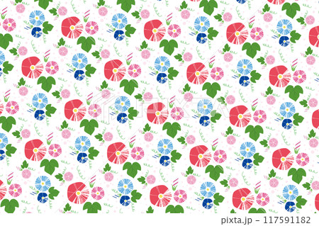 あさがおの花のパターン柄 あさがおの花のパターン柄 117591182