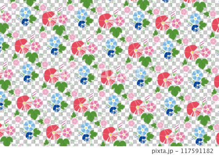 あさがおの花のパターン柄 あさがおの花のパターン柄 117591182