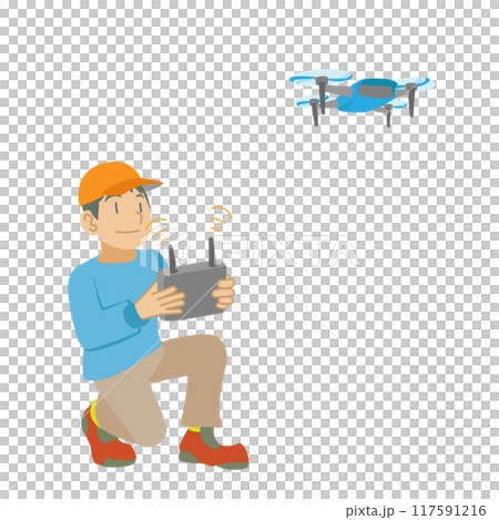 一個熱衷於操作無人機的男孩的插圖 一個熱衷於操作無人機的男孩的插圖 117591216