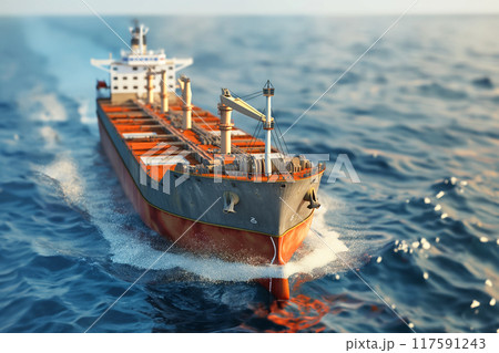海を航行する大型貨物船 117591243