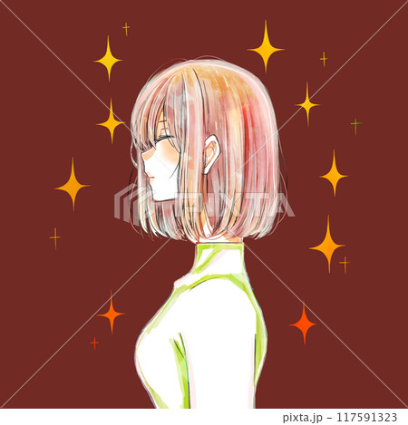 ボブカットの綺麗な女性　横側 117591323