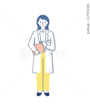 白衣姿の笑顔の女性 117591405