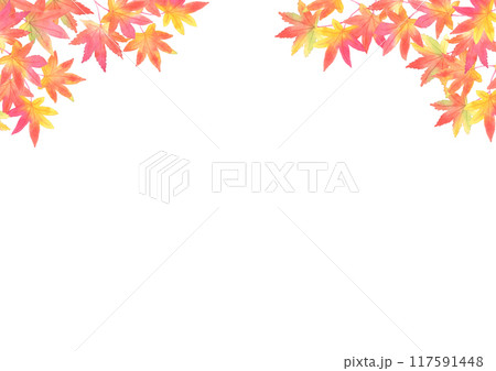 紅葉　水彩背景イラスト 117591448