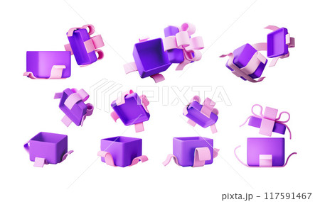 3D open gift box set isolated 3D open gift box set isolated 117591467