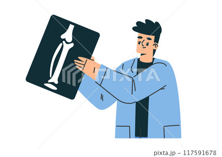 Doctor Man Character in Coat Hold X-ray Working in Hospital Vector Illustration Doctor Man Character in Coat Hold X-ray Working in Hospital Vector Illustration 117591678