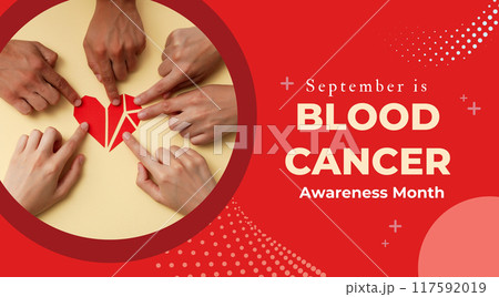 September, blood cancer awareness month, design on a red background. 117592019