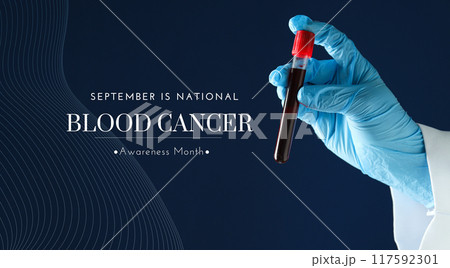 September, blood cancer awareness month, design on a blue background. September, blood cancer awareness month, design on a blue background. 117592301