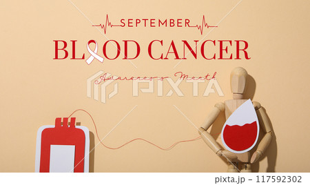 September, blood cancer awareness month, design on a light background. September, blood cancer awareness month, design on a light background. 117592302