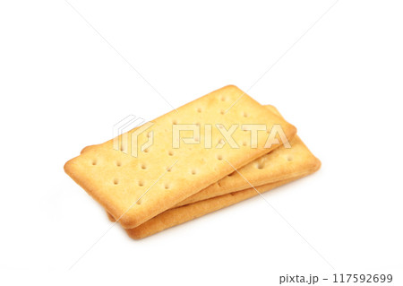 Cracker isolated on white background. Top view Cracker isolated on white background. Top view 117592699