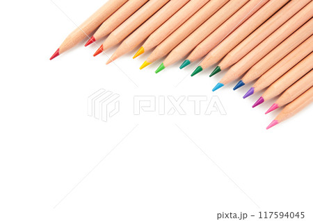 Colour pencils isolated on white background close up Colour pencils isolated on white background close up 117594045