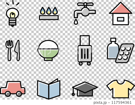 Household expenditure icon set 117594361