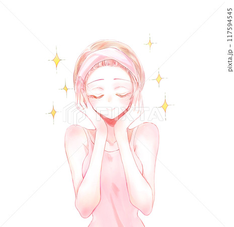 美容ケアする女性　キラキラ 117594545