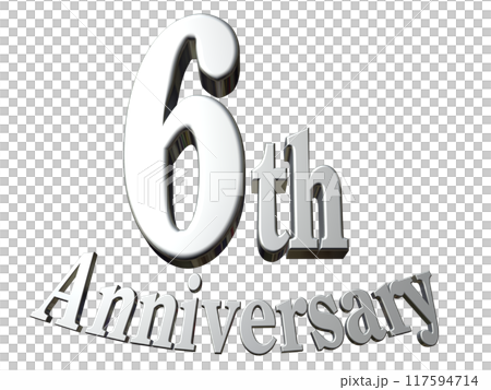 3DCG文字「6th Anniversary/6周年」シルバー,銀 117594714