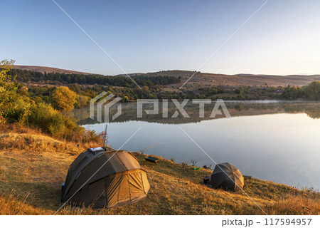 Fishing adventures, carp fishing. Fishing adventures, carp fishing. 117594957