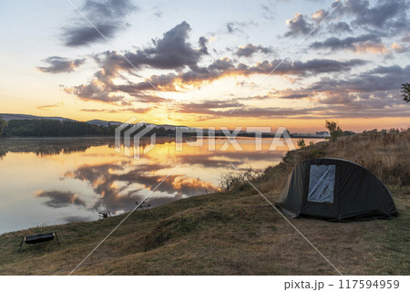 Fishing adventures, carp fishing. Fishing adventures, carp fishing. 117594959