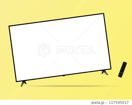 White screen led tv floated on yellow background 117595017