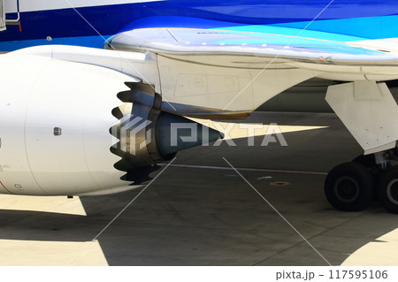 航空機のエンジンと翼 117595106