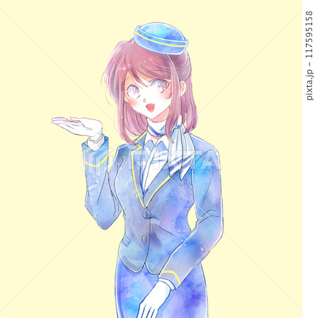 案内するバスガイド 117595158