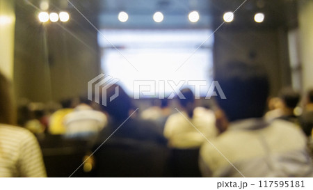 Blurred background people join seminar business event in auditorium hall convention. Presentation meeting at conference room present screen business. Blurred background with copy space Blurred background people join seminar business event in auditorium hall convention. Presentation meeting at conference room present screen business. Blurred background with copy space 117595181